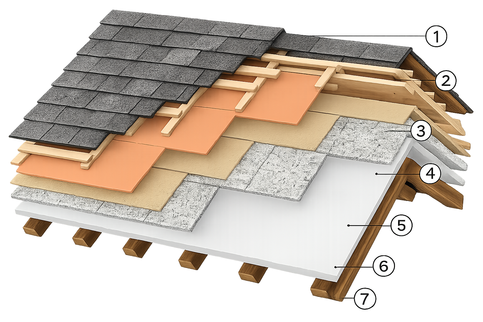 Roofing system layers diagram